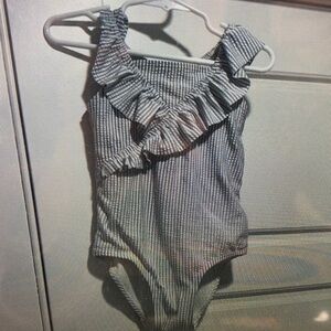 Striped Ruffle Kids Swim Coverup